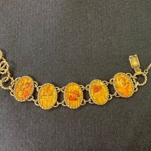 Vintage Maximal Art LOVE Theme Gold Tone 9" Bracelet